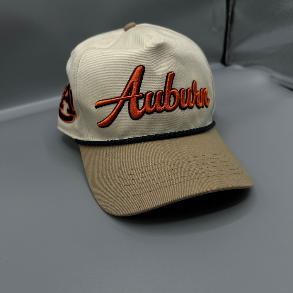 Auburn Tigers 47 Brand Rope Hat Snapback Cream Tan Mens OSFA Script Logo Cap